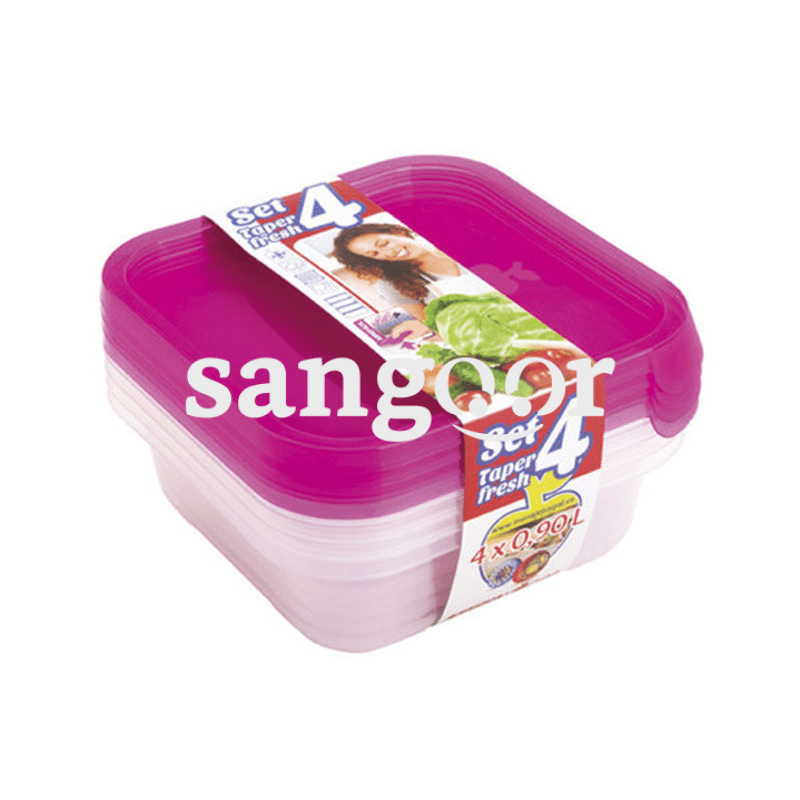 HOGAR BOITE CARRE TAPERFRESH ROSE SET 4P 0.9L HOGAR BOITE CARRE TAPERFRESH ROSE SET 4P 0.9L