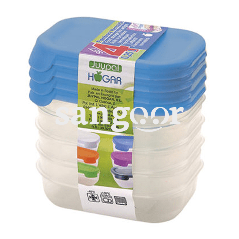 HOGAR-BOITES-RECTANGULAIRE-BLEU-SET-4P-0.25L