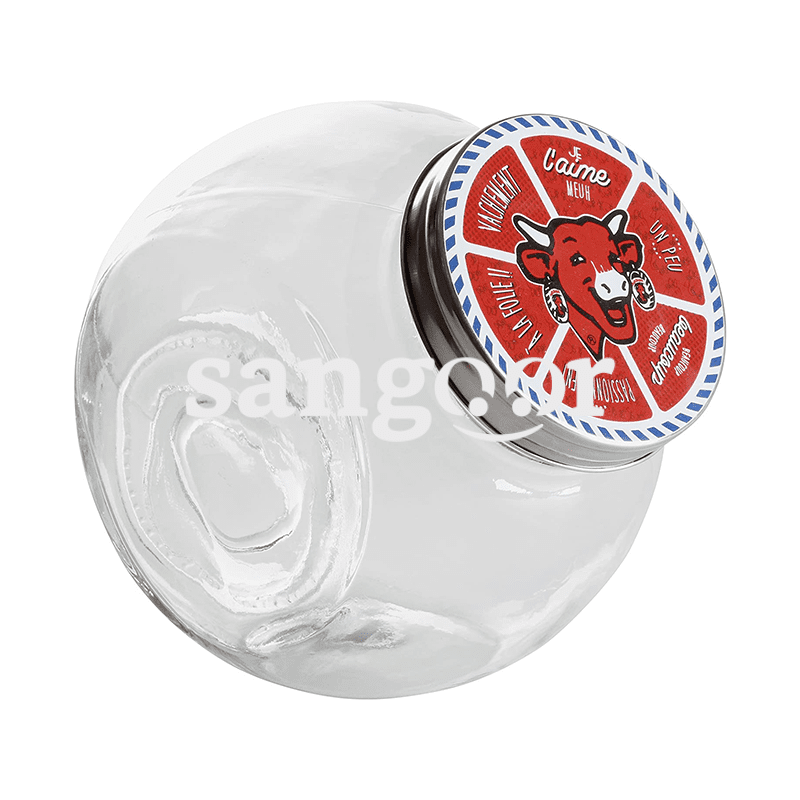 LA VACHE QUI RIT BOCAL EN VERRE AVEC COUVERCLE DECORE LA VACHE QUI RIT BOCAL EN VERRE AVEC COUVERCLE DECORE