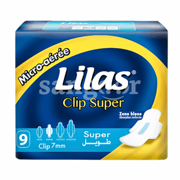 LILAS-SERVIETTE-FEMININE-MICRO-AERE-CLIP-SUPER-9-7MM-1.png.Prix Tunisie