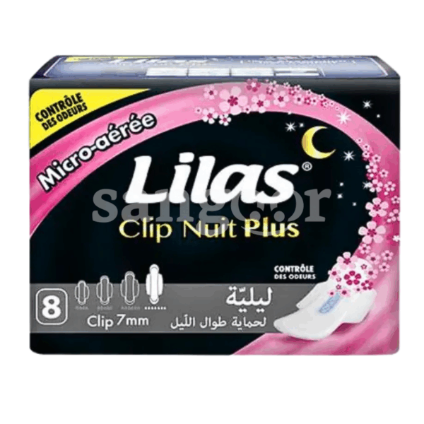 LILAS-SERVIETTE-FEMININE-POCKET-NUIT-PLUS-PARFUME-8PCS.png.Prix Tunisie