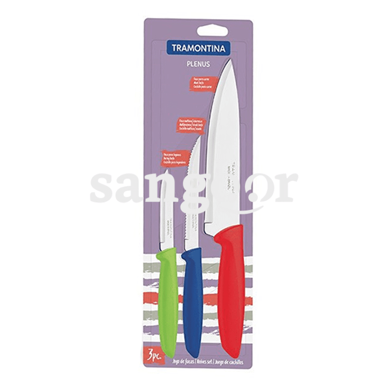 TRAMONTINA-COUTEAUX-MULTICOULEUR-PLENUS-3P