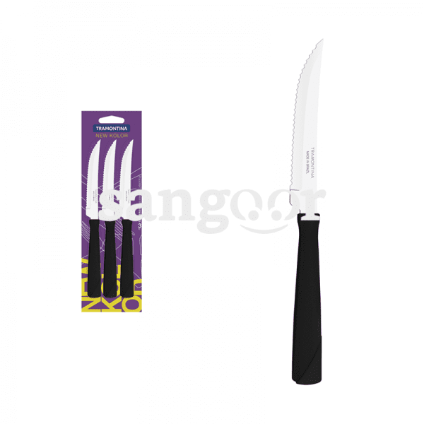 TRAMONTINA COUTEAUX STEAK NOIR NEW KOLOR 3P