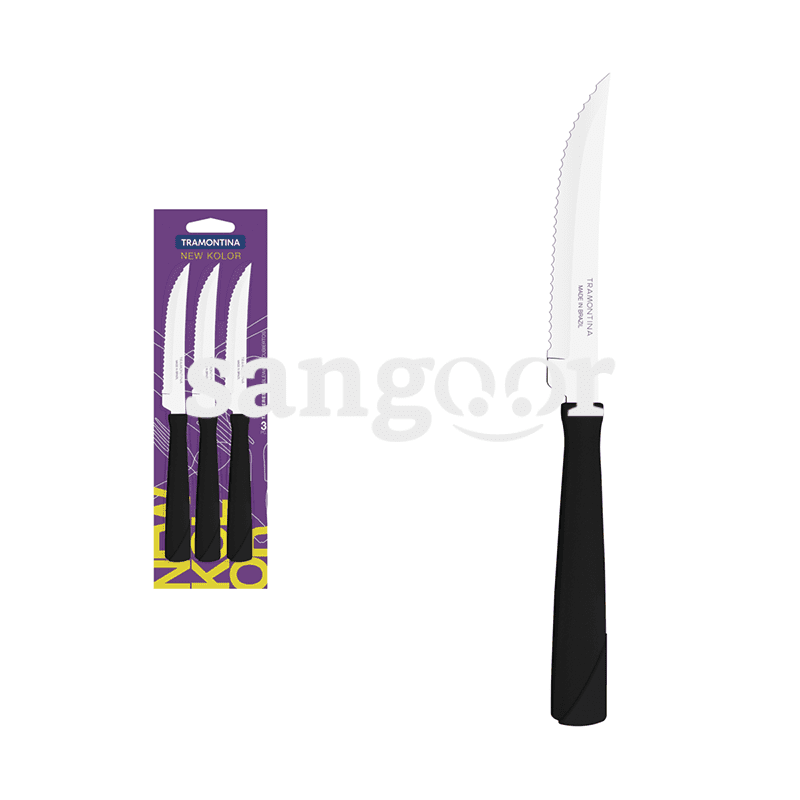TRAMONTINA COUTEAUX STEAK NOIR NEW KOLOR 3P TRAMONTINA COUTEAUX STEAK NOIR NEW KOLOR 3P