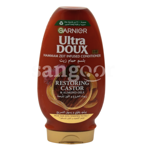 ULTRA-DOUX-APRES-SHAMPOING-200ML-HUILE-RICIN-ET-AMANDE.png.Prix Tunisie