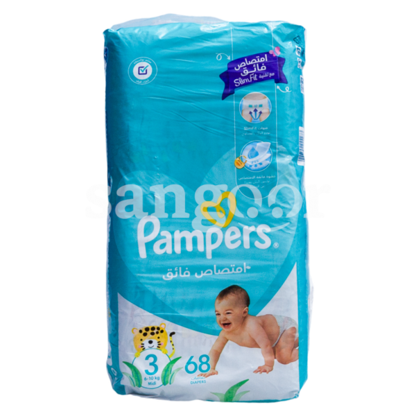 PAMPERS COUCHE BEBE T3 (6-10)KG 68PCS JUMBO