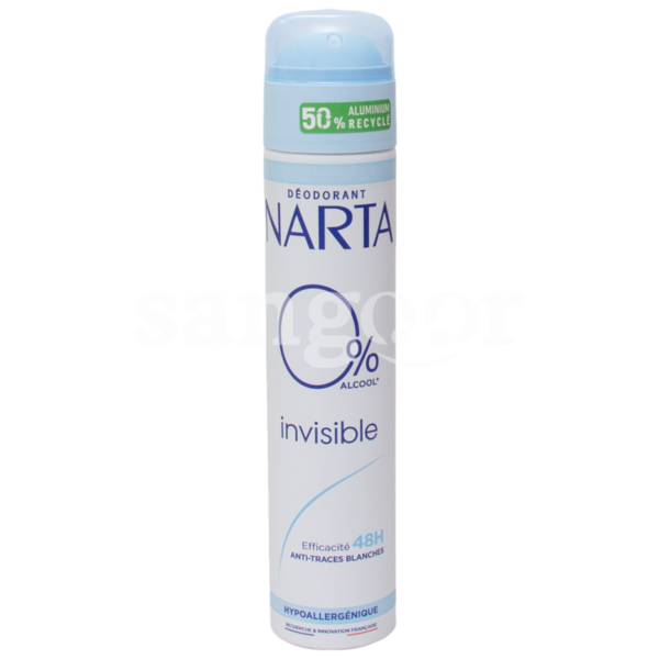 NARTA DEODORANT 200ML INVISIBLE 0% Prix Tunisie