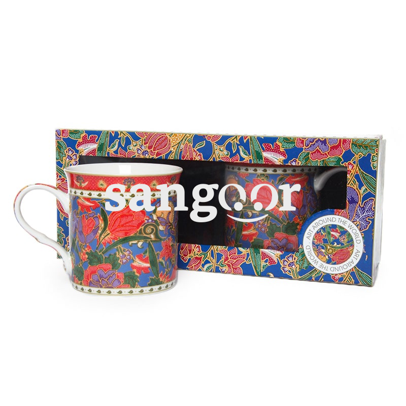 EASY LIFE SET DE 2 MUGS PORCELAINE BATIK RED