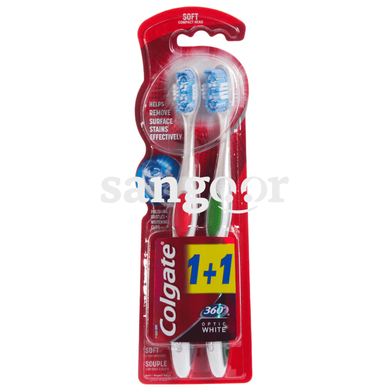 COLGATE BROSSE A DENT OPTIC WHITE 360 LOT DE 2P SOUPLE COLGATE-BROSSE-A-DENT-OPTIC-WHITE-360-LOT-DE-2P-SOUPLE.png.Prix Tunisie