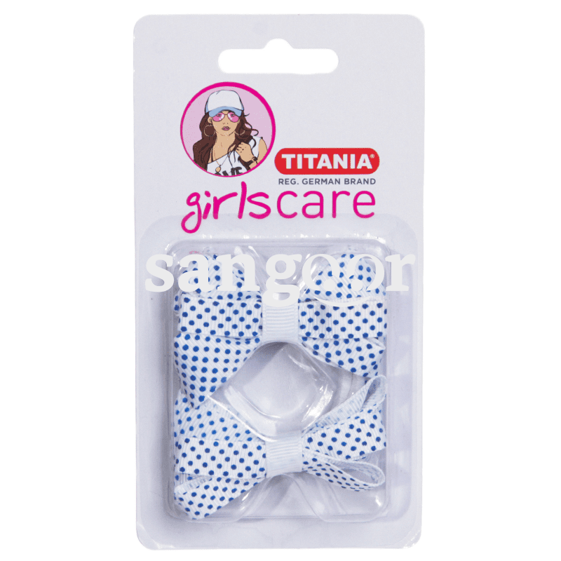 TITANIA NOEUDS ELASTIQUE BLANC POIS BLEU 2P