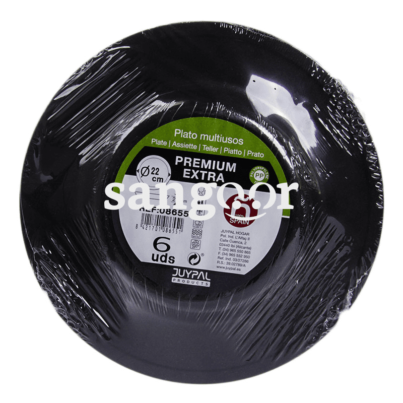 ECO FRIENDLY ASSIETTES PLASTIQUE D22 STAR NOIR 6P