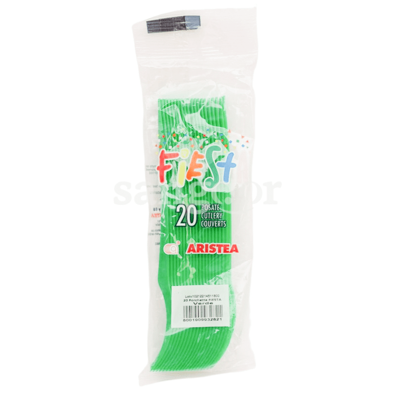 ARISTEA FOURCHETTES PLASTIQUE VERT 20P