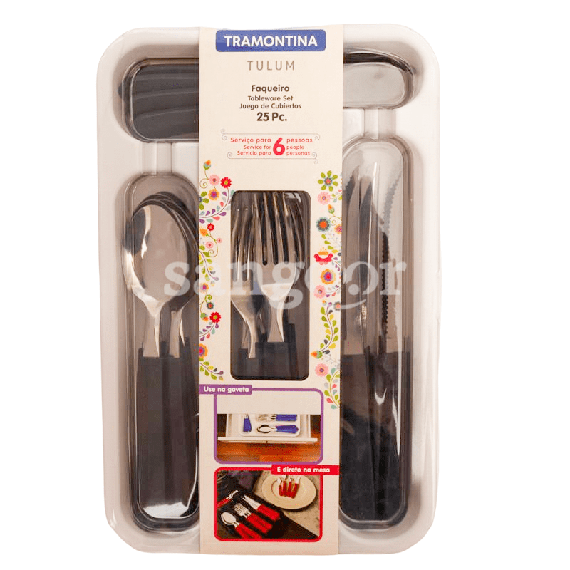 COFFRET MENAGERE 24PCS NOIR TRAMONTINA