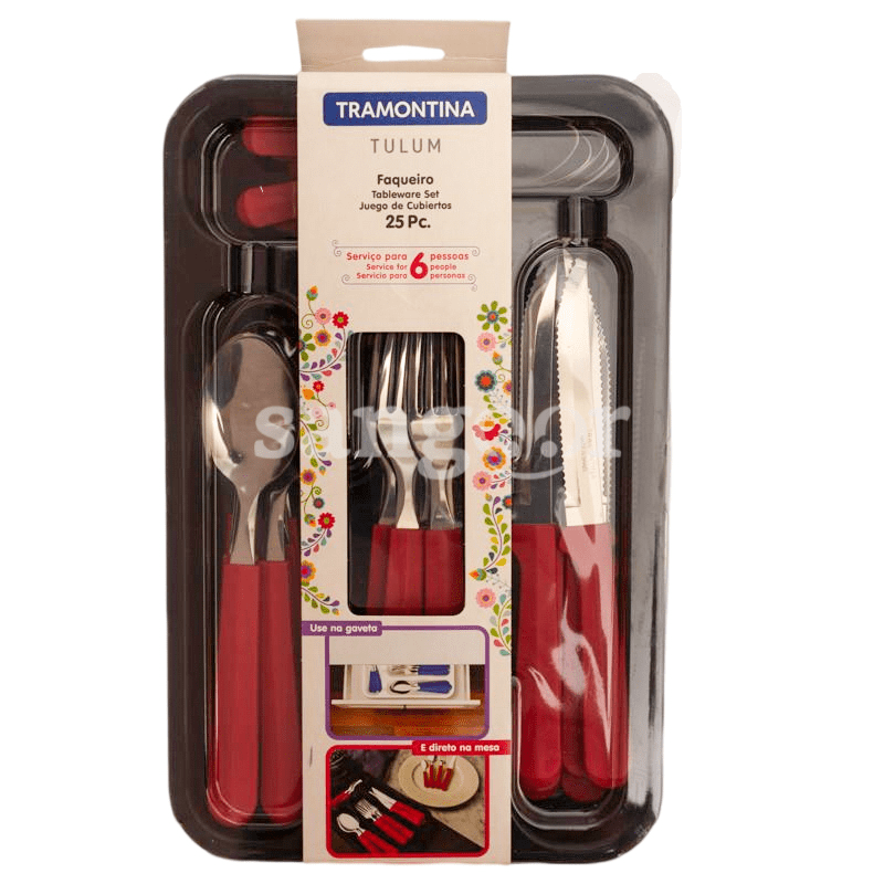 COFFRET MENAGERE 24PCS ROUGE TRAMONTINA
