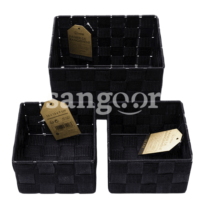 ENSEMBLE DE 3 PANIERS DE RANGEMENT NOIR URBAN LIVING
