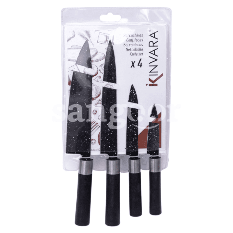 KINVARA COUTEAUX NOIR ACIER INOXYDABLE 4PCS