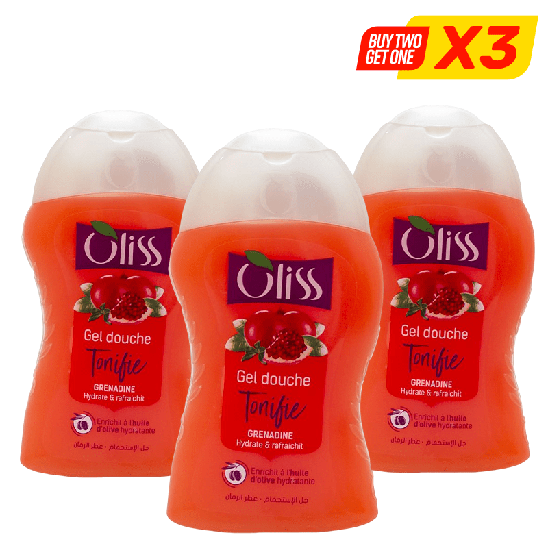 OLISS GEL DOUCHE LOT2 400ML GRENADE 2+1GRAT