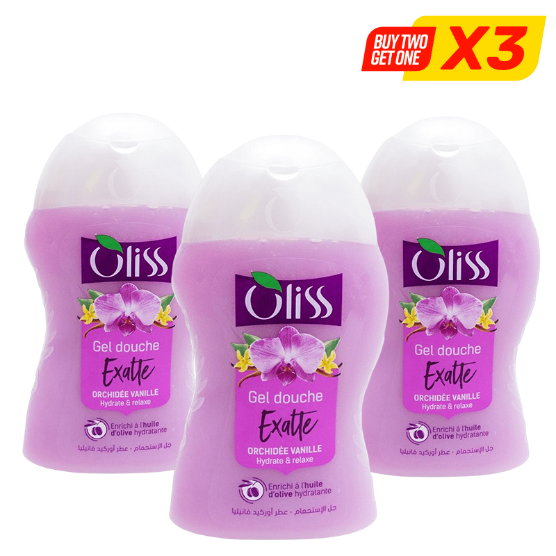 OLISS GEL DOUCHE LOT2 400ML LAIT GLACE ET VANILLE 2+1GRAT