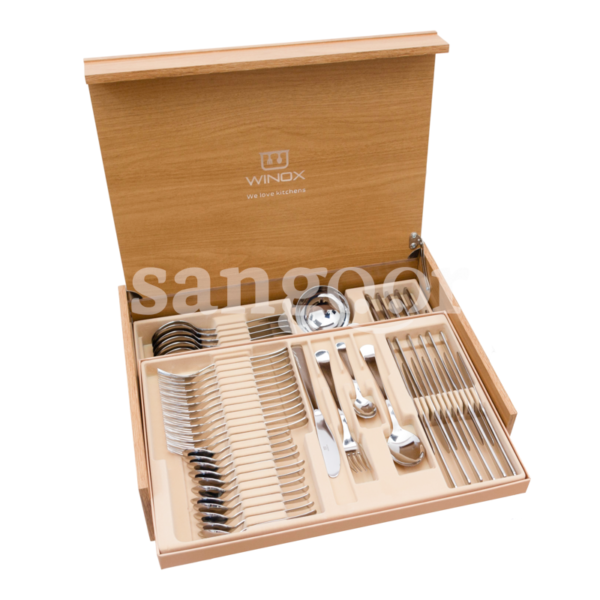 COFFRET COUVERTS DE TABLE 75PCS WINOX BOIS JAWHAR-SANGOUR. prix Tunisie