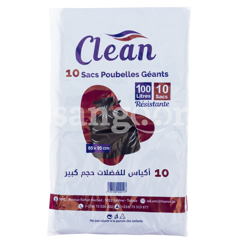CLEAN 10 SACS POUBELLES GEANTS 8595CM-SANGOUR.TN-TUNISIE. CLEAN 10 SACS POUBELLES GEANTS 8595CM-SANGOUR.TN-TUNISIE.