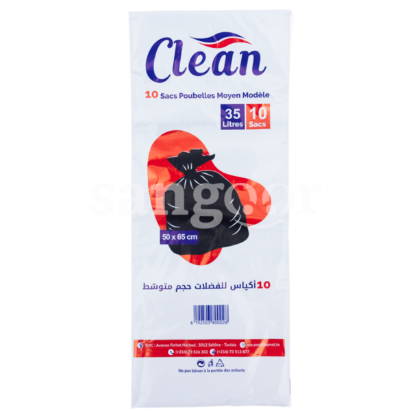 CLEAN 10 SACS POUBELLES MOYEN MODELE 5065CM-SANGOUR.TN-TUNISIE.