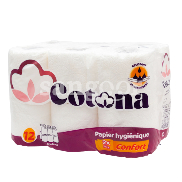 COTONA PAPIER HYGIENIQUE 12 ROULEAUX-SANGOUR.TN-TUNISIE.