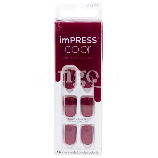 KISS FAUX ONGLE IMPRESS 30PC RED VELVET-SANGOUR.TN-TUNISIE.