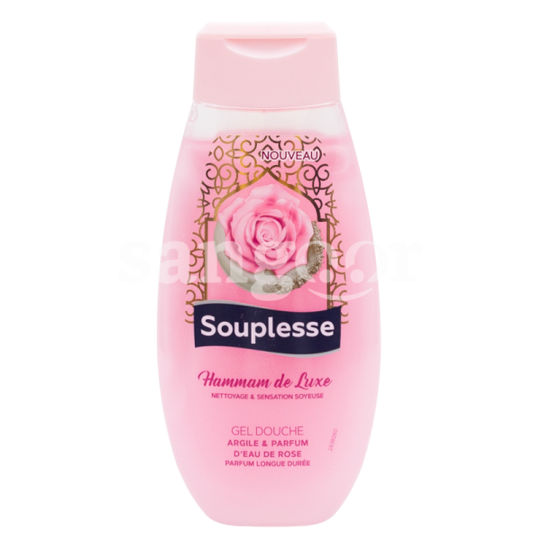 SOUPLESSE GEL DOUCHE 350ML ARGILE EAU DE ROSE-SANGOUR.TN-TUNISIE.