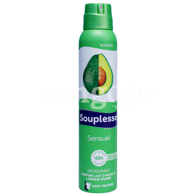 SOUPLESSE DEODORANT 200ML SENSUEL AVOCAT SOUPLESSE-DEODORANT-200ML-SENSUEL-AVOCAT.png Prix Tunisie