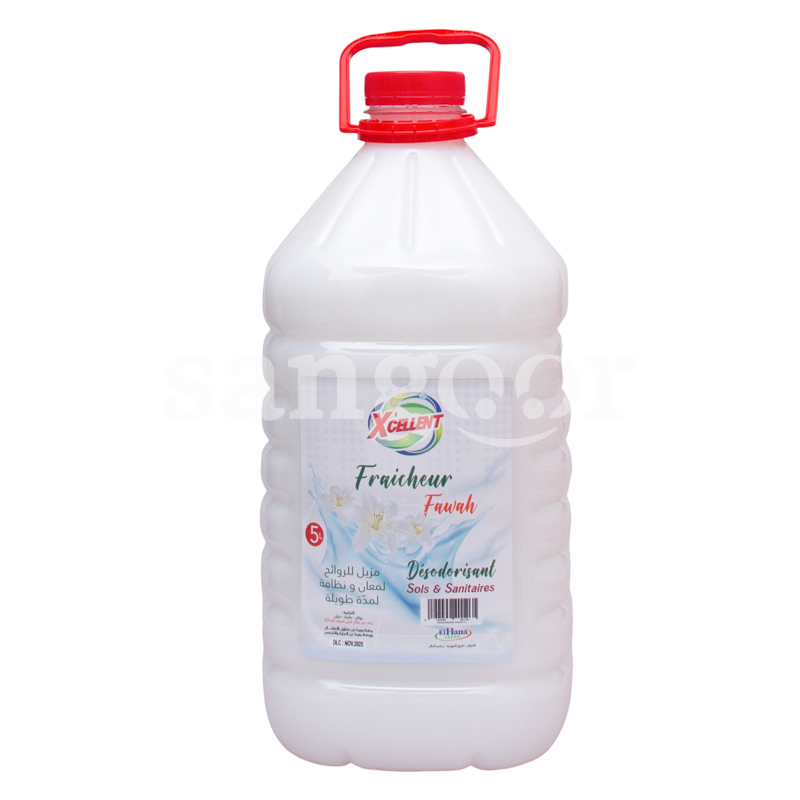 XCELLENT DESODORISANT SOLS ET SANITAIRES 5L FAWAH XCELLENT-DESODORISANT-SOLS-ET-SANITAIRES-5L-FAWAH.png Prix Tunisie