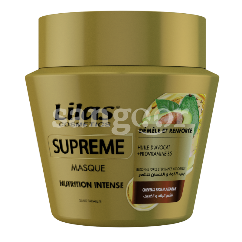 LILAS MASQUE CHEVEUX 300ML SUPREME NUTRITION INTENSE AVOCAT LILAS-MASQUE-CHEVEUX-300ML-SUPREME-NUTRITION-INTENSE-AVOCAT.png Prix Tunisie