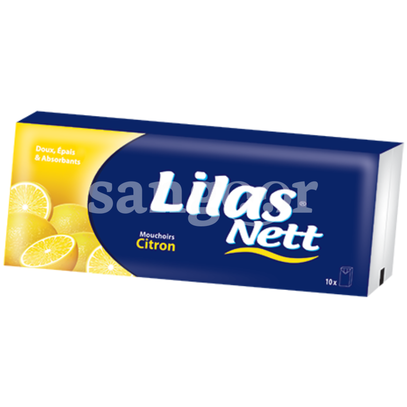 LILAS PAPIER MOUCHOIR 10PCS CITRON LILAS-PAPIER-MOUCHOIR-10PCS-CITRON.png.Prix Tunisie