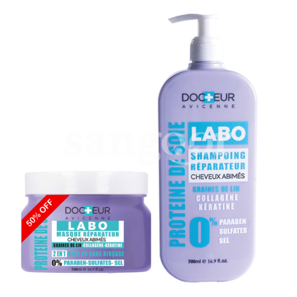PACK-DOCTEUR-SHAMPOING-500ML-LABO-REPARATEUR-MASQUE-500ML-MOITIE-PRIX.png.Prix Tunisie