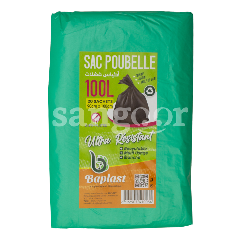 SAC POUBELLE 90 100CM 20PCS 100L VERT SAC-POUBELLE-90-100CM-20PCS-100L-VERT.png. Prix Tunisie