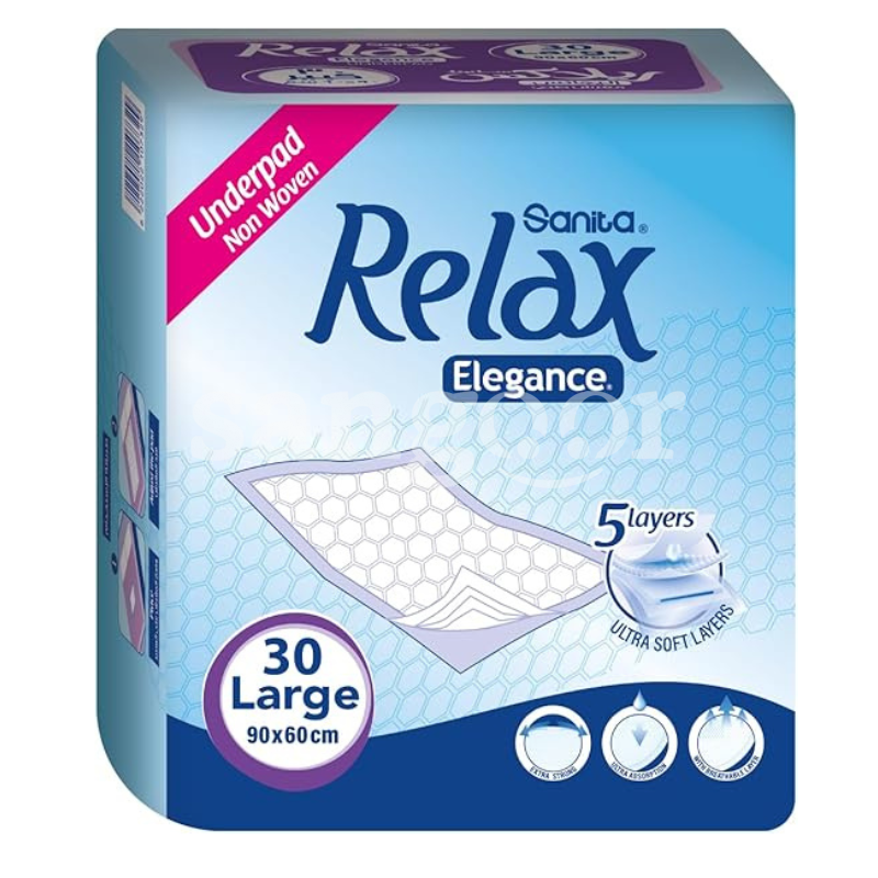 RELAX UNDER PAD 60X90CM 30PCS L RELAX-UNDER-PAD-60X90CM-30PCS-L.png Prix Tunisie