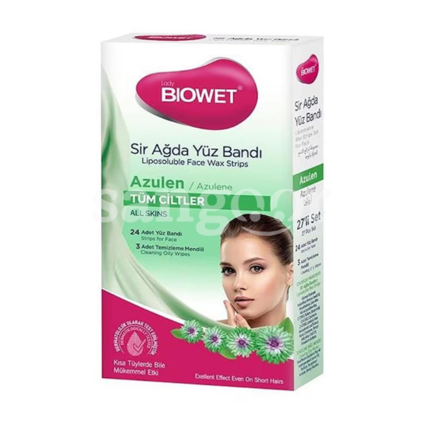 BIOWET-BANDES-CIRE-VISAGE-24PCS-AZULEN.png.Prix Tunisie