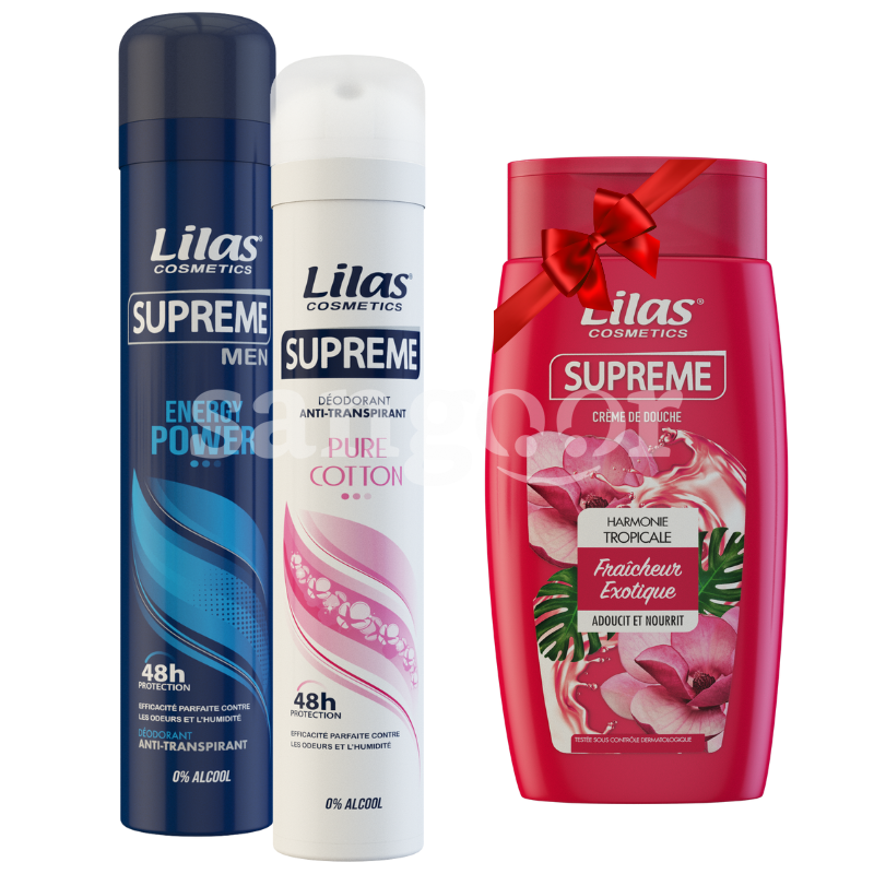 LILAS DEODORANT BODY SPRAY 200ML SUPREME LOT DE 2 +GEL DOUCHE 250ML SUPREME GRATUIT LILAS-DEODORANT-BODY-SPRAY-200ML-SUPREME-LOT-DE-2-GEL-DOUCHE-250ML-SUPREME-GRATUIT.png.Prix Tunisie