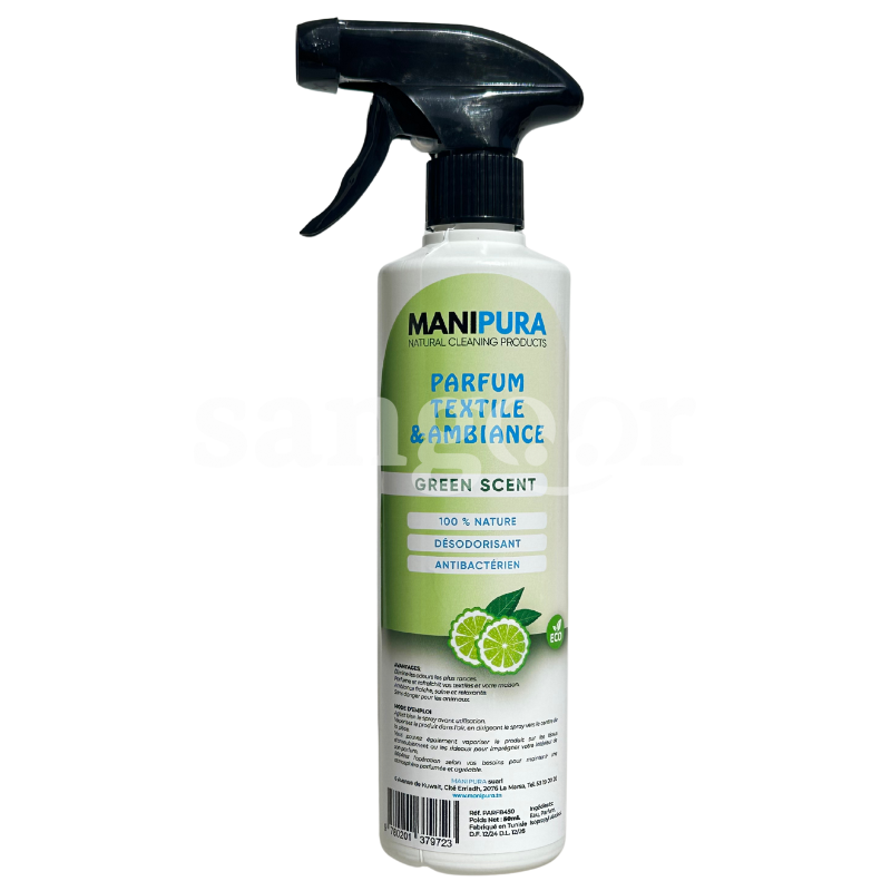 MANIPURA DESODORISANT ANTIBACTERIEN 450ML GREEN SCENT MANIPURA-DESODORISANT-ANTIBACTERIEN-450ML-GREEN-SCENT.png.Prix Tunisie