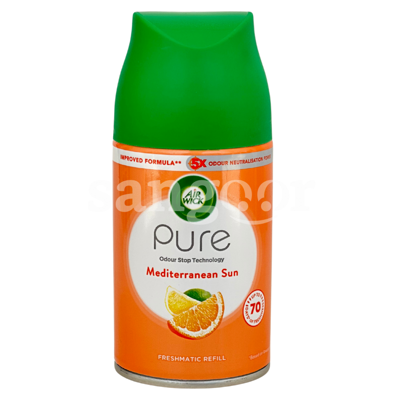 AIR WICK RECHARGE AIRFRESH 250ML MEDITERRANEAN SUN AIR-WICK-RECHARGE-AIRFRESH-250ML-MEDITERRANEAN-SUN.png.Prix Tunisie