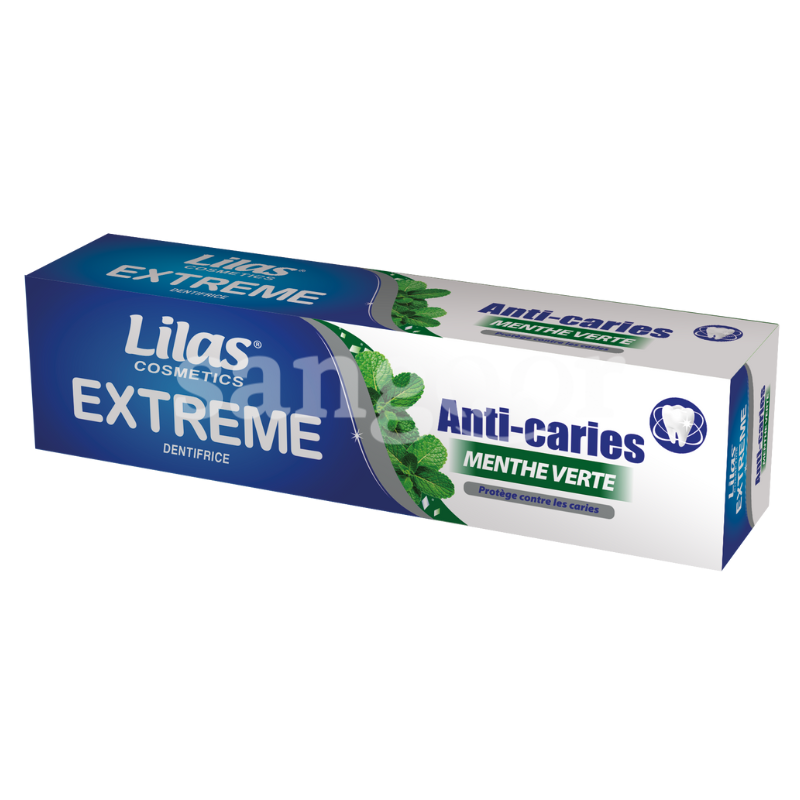 LILAS DENTIFRICE 120ML EXTREME ANTI CARIES MENTHE VERTE LILAS-DENTIFRICE-120ML-EXTREME-ANTI-CARIES-MENTHE-VERTE.png.Prix Tunisie