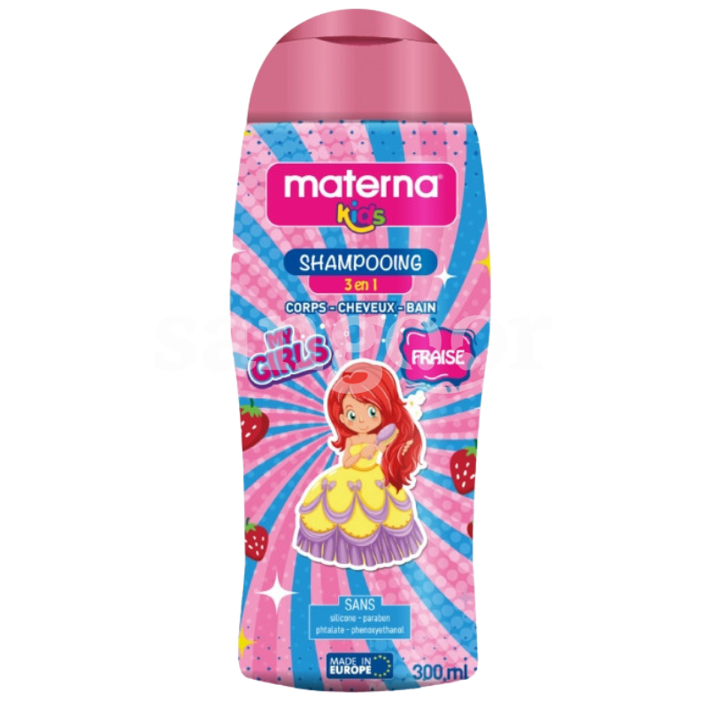 MATERNA SHAMPOING KIDS 300ML 3EN1 FRAISE MATERNA-SHAMPOING-KIDS-300ML-3EN1-FRAISE.png.Prix Tunisie