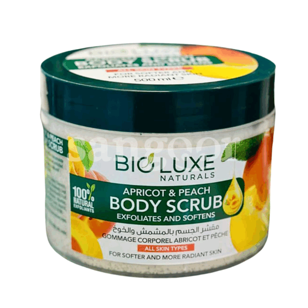 BIO-LUXE-GOMMAGE-CORPOREL-500ML-ABRICOT-PECHE.png.Prix Tunisie