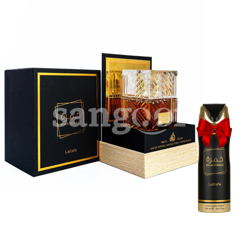 LATTAFA EAU DE PARFUM 100ML KHAMRAH +DEODORANT GRATUIT LATTAFA-EAU-DE-PARFUM-100ML-KHAMRAH-DEODORANT-GRATUIT.png Prix Tunisie