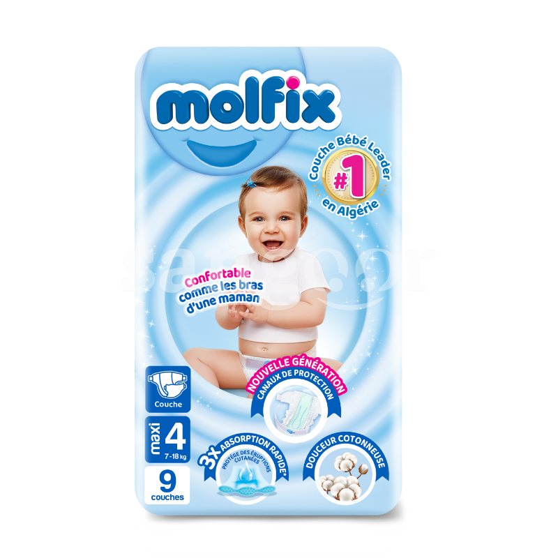 MOLFIX COUCHE CONFORT TAILLE4 (7-18)KG 9PCS MOLFIX-COUCHE-CONFORT-TAILLE4-7-18KG-9PCS.png.Prix Tunisie