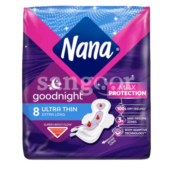 NANA-SERVIETTE-FEMININE-ULTRA-NIGHT-EXTRA-LONG-8PCS.png.Prix Tunisie