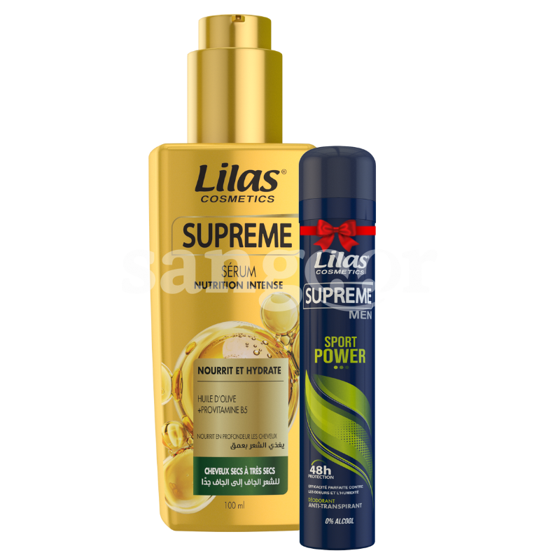 PACK LILAS SERUM NUTRITIF 110ML SUPREME +DEODORANT 200ML SUPREME FEMME OU HOMME GRATUIT PACK-LILAS-SERUM-NUTRITIF-110ML-SUPREME-DEODORANT-200ML-SUPREME-FEMME-OU-HOMME-GRATUIT.png.Prix Tunisie