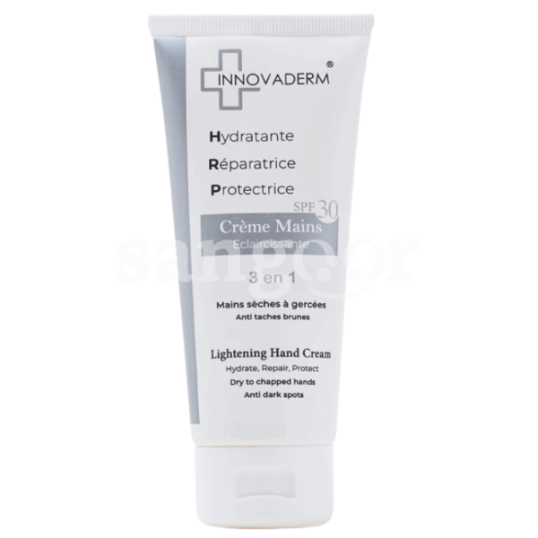 INNOVADERM-CREME-MAINS-ECLAIRCISSANTE-SPF30-100ML.png Prix Tunisie