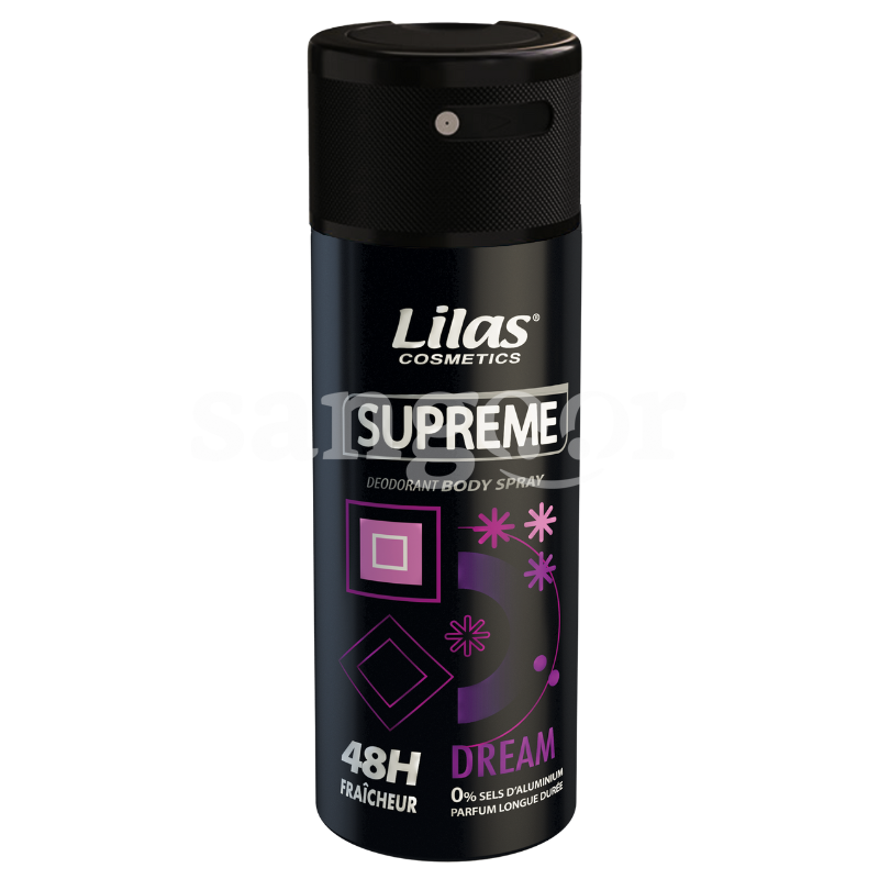 LILAS DEODORANT BODY SPRAY 150ML SUPREME DREAM LILAS-DEODORANT-BODY-SPRAY-150ML-SUPREME-DREAM.png.Prix Tunisie