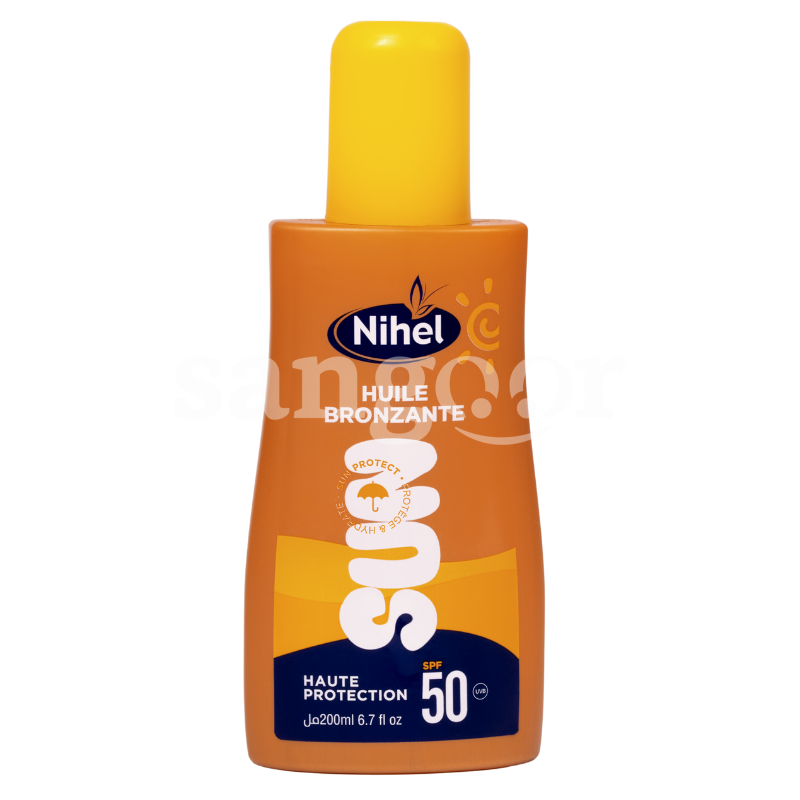 NIHEL HUILE BRONZANTE PAILLETEE SPF50 200ML NIHEL-HUILE-BRONZANTE-PAILLETEE-SPF50-200ML.png.Prix Tunisie