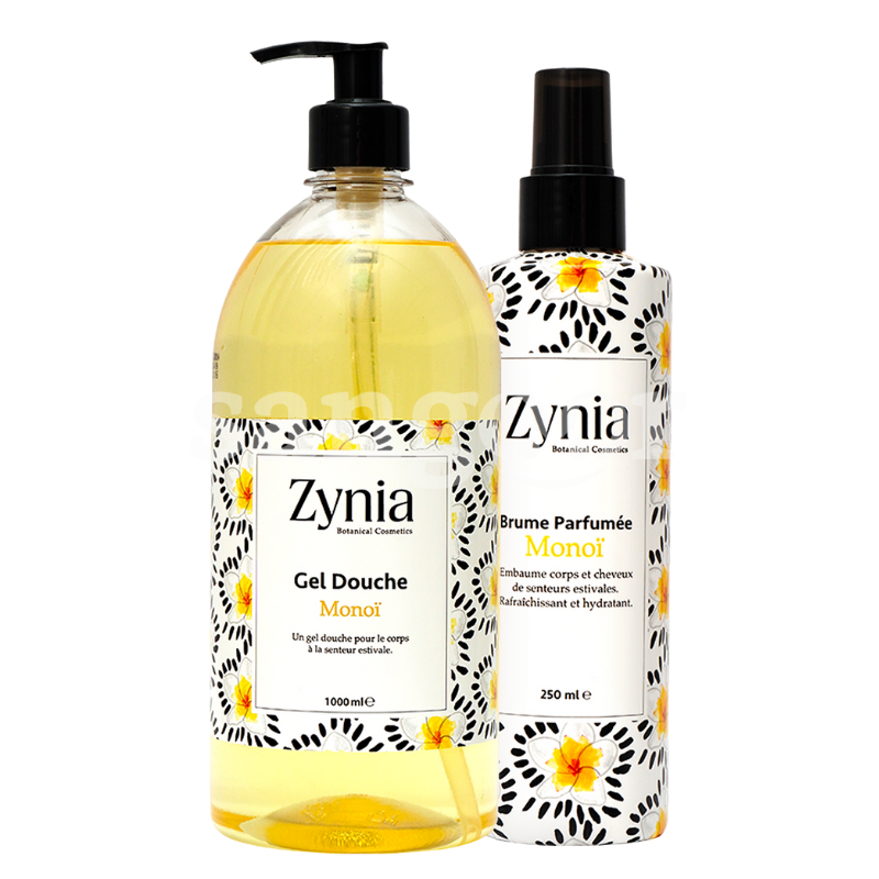 PACK ZYNIA GEL DOUCHE 1L +BRUME PARFUMEE 250ML MONOI PACK-ZYNIA-GEL-DOUCHE-1L-BRUME-PARFUMEE-250ML-MONOI.png.Prix Tunisie